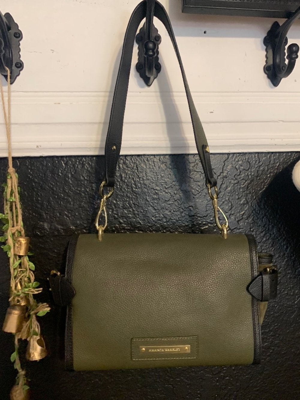 Upscale Amanda Wakeley bag army khaki green leather/suede bag NEW